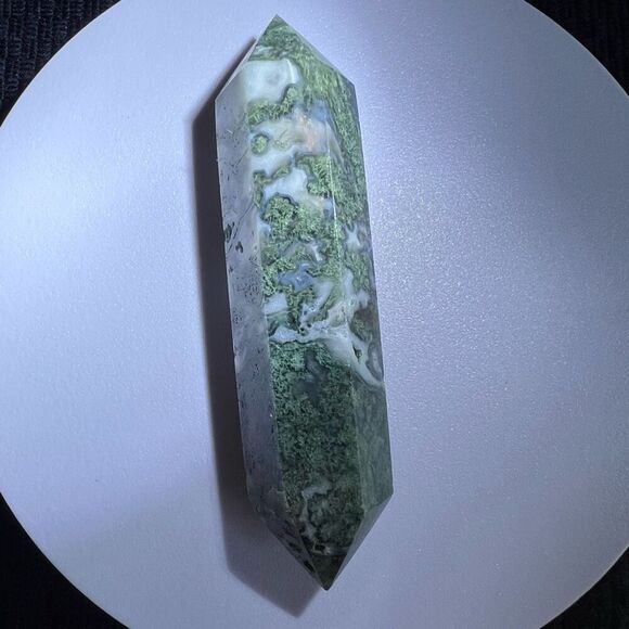 Moss Agate Crystal Double Terminated Point (#4) - Picture 12 of 12